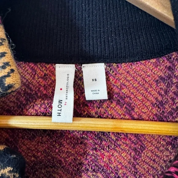 Anthropologie Cardigan Granola Grannycore XS Black Pink - Picture 7 of 7